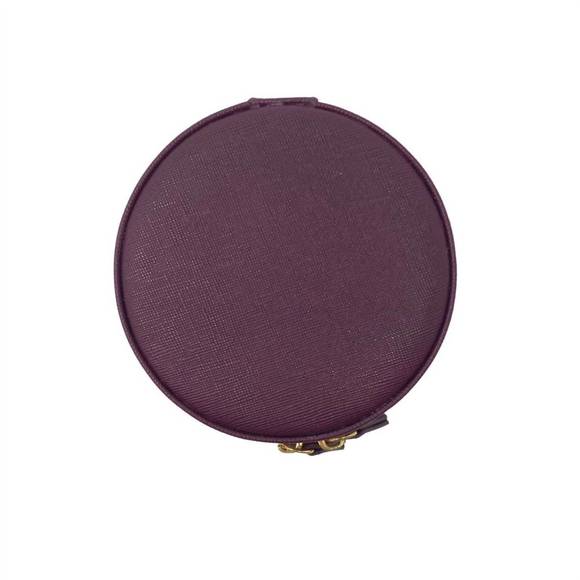 NEW HARPER JAMES women's clara round jewelry case in burgundy - Picture 3 of 3